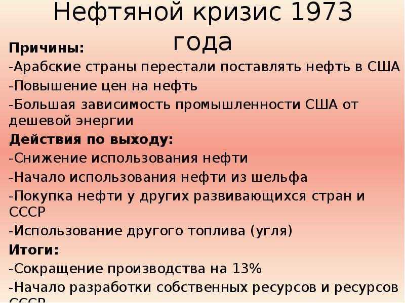 Нефтяной кризис 1973 презентация